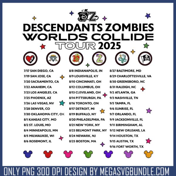 World collide dz white png, descendants zombies tour​ png, disney plus png