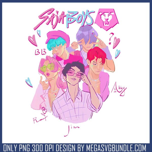 Sweet boys band white png, abby saja png, romance saja png
