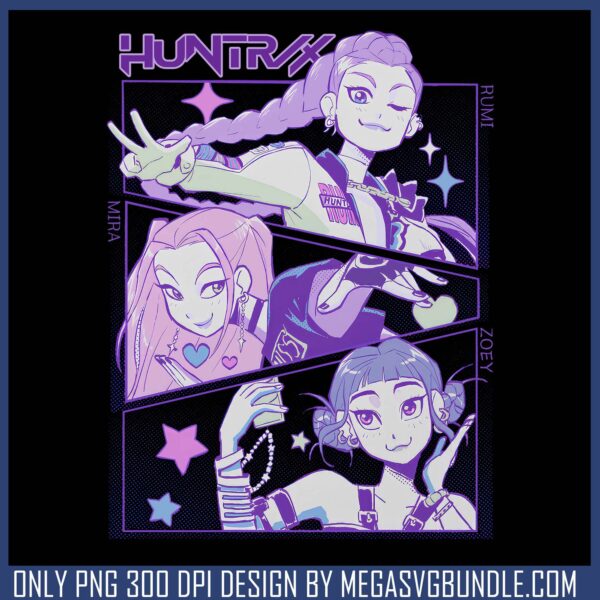 Huntrix girl vibrant design png, huntrix member png, huntrix band png