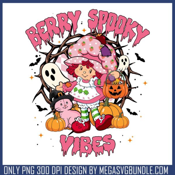 Berry spooky png, strawberry shortcake png, happy halloween png