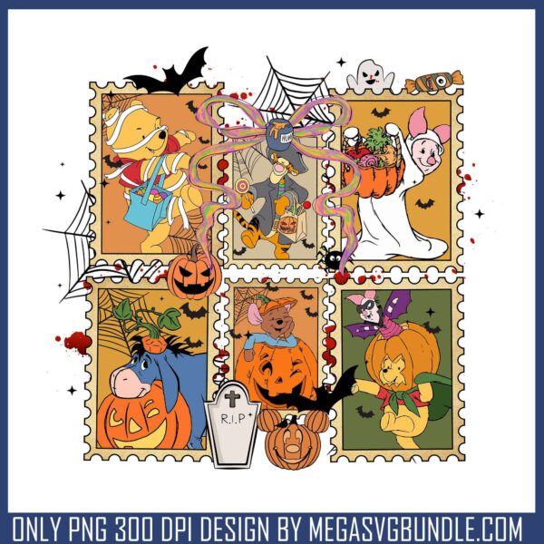 Halloween cards pooh png, pooh bear png, spirit halloween png