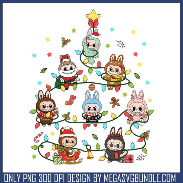 Labubu christmas costume png, labubu original png, christmas lights png