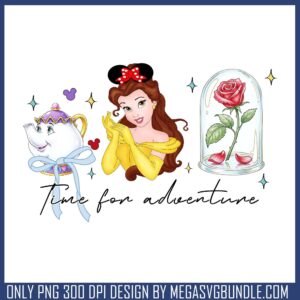 Time for adventure princess png, belle princess png, disney tour png