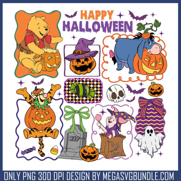 Happy pooh halloween png, halloween candy png, winnie pooh png