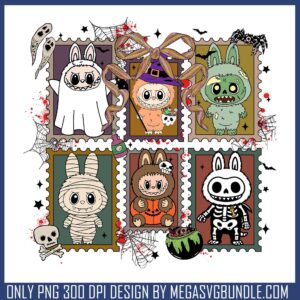 Labubu halloween card png, labubu doll png, halloween costumes png