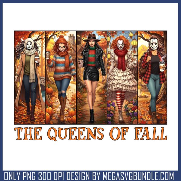 The queens of fall png, horrors killers png, halloween spirit png