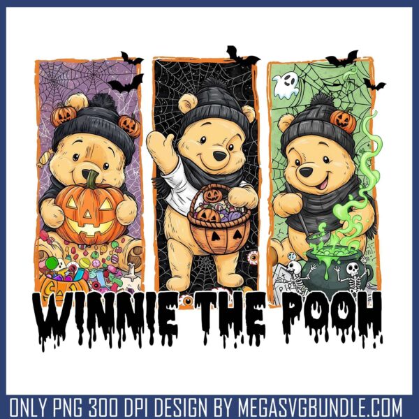 Winnie the pooh spooky png, halloween candy png, winnie the pooh png
