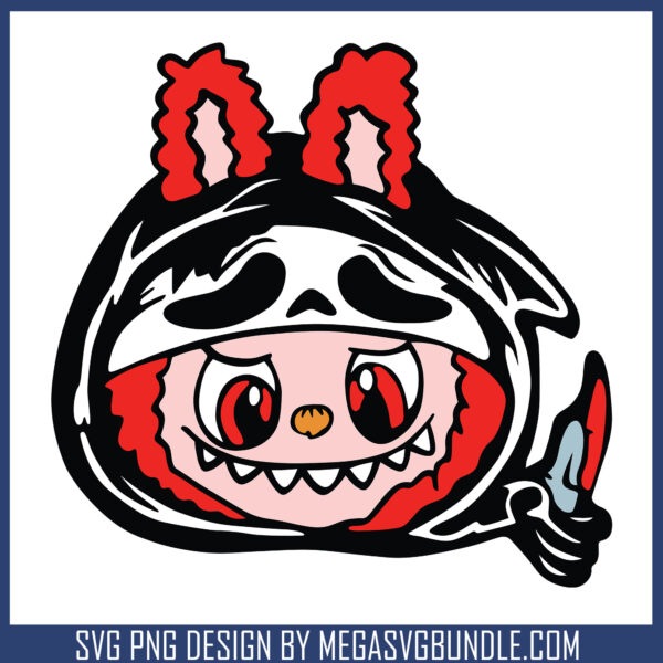 Labubu ghost face halloween svg, ghostface knife​ svg, halloween svg
