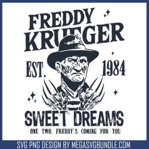 Freddy krueger est 1984 svg, freddy krueger halloween​ svg