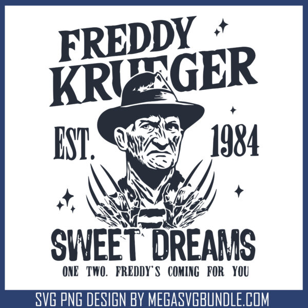 Freddy krueger est 1984 svg, freddy krueger halloween​ svg