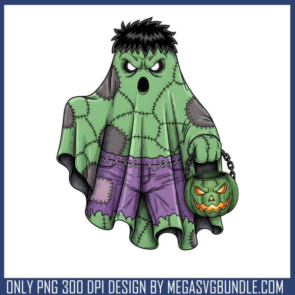 Hulk ghost patchwork halloween png, hulk halloween​ png