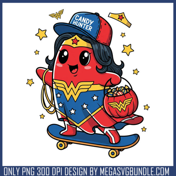 Wonder woman candy skateboard halloween png, wonder woman png
