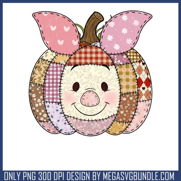 Disney piglet pumpkin patchwork png, disney character piglet​ png