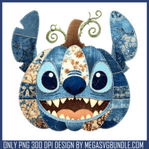 Disney stitch pumpkin patchwork png, halloween stitch​ png