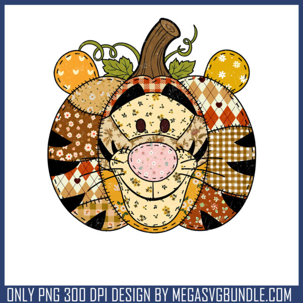 Disney tiger pumpkin patchwork png, disney characters tiger​ png