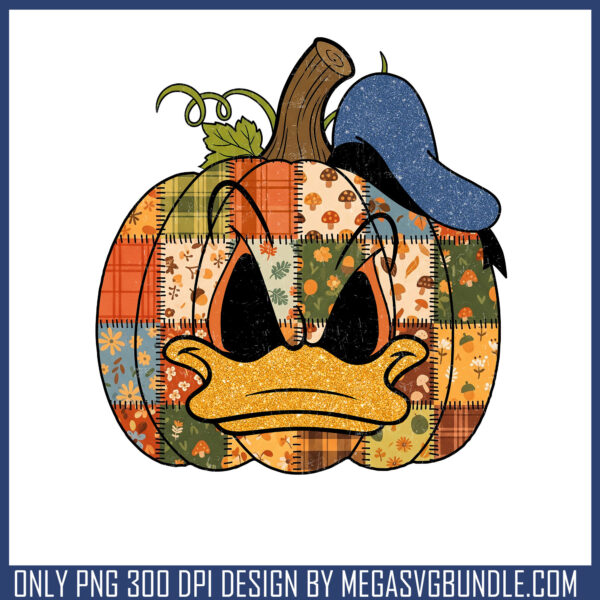 Donald duck pumpkin patchwork png, donald duck halloween​ png