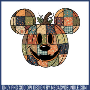 Mickey mouse pumpkin patchwork png, mickey mouse halloween​ png