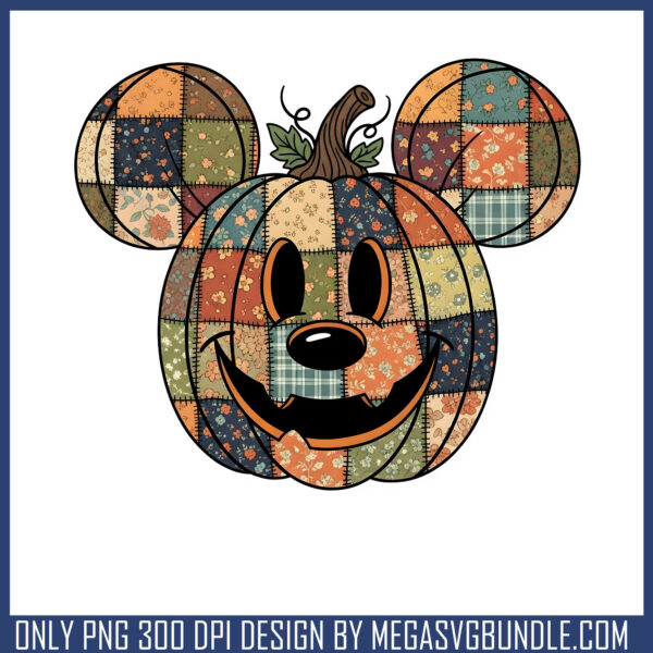 Mickey mouse pumpkin patchwork png, mickey mouse halloween​ png