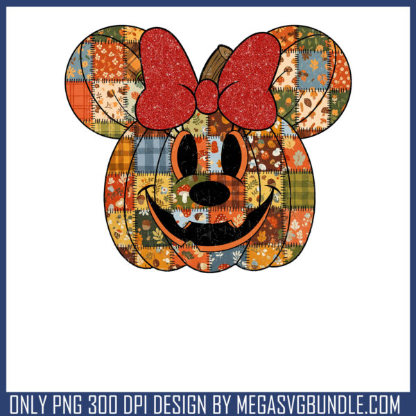 Minnie mouse pumpkin patchwork png, halloween minnie​ png