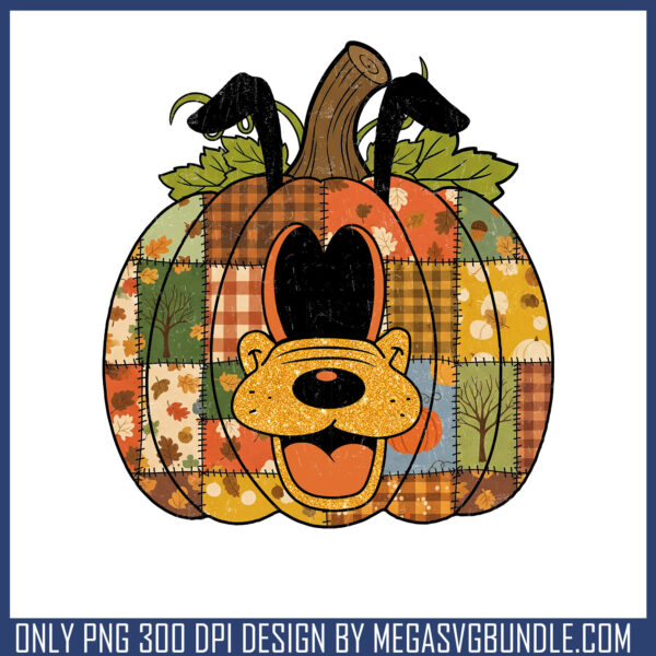 Pluto pumpkin face patchwork png, halloween pluto​ png, pluto png