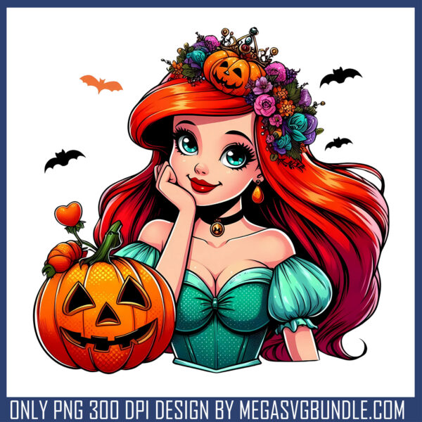 Ariel princess halloween png, ariel halloween costume​ png