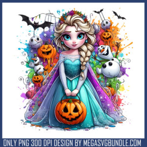 Elsa cute pumpkin halloween png, halloween elsa costume​ png