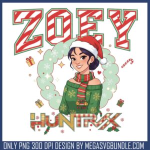 Christmas zoey huntrix design png, zoey kpop demon hunters​ png