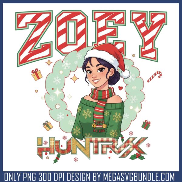 Christmas zoey huntrix design png, zoey kpop demon hunters​ png