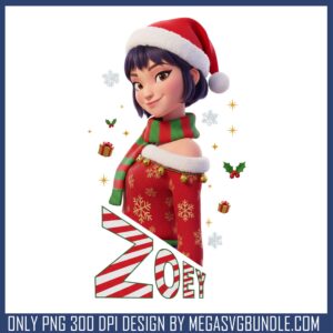 Zoey santa merry christmas png, kpop demon hunters zoey​ png