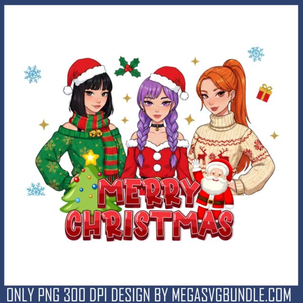 Girl bands merry christmas png, huntrix kpop demon hunters png