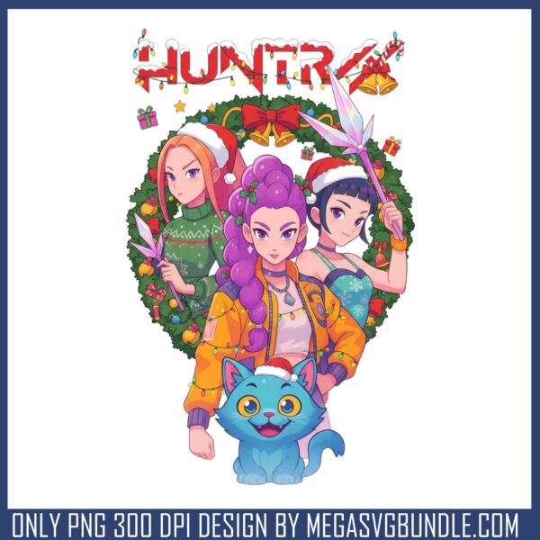 Huntrix characters christmas png, demon hunters png, christmas png