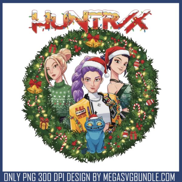 Huntrix girl band wreath png, kpop demon hunters movie png