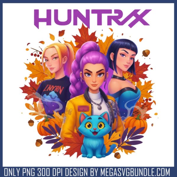 Huntrix characters fall design png, thanksgiving​ png, huntrix kpop png