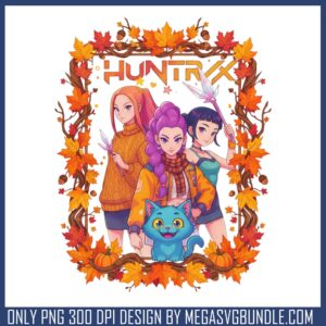 Huntrix girl fall leaves png, thanksgiving day​ png, huntrix kpop​ png
