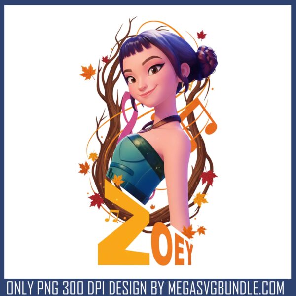 Zoey fall leaves design png, thanksgiving 2025​ png, huntrix png
