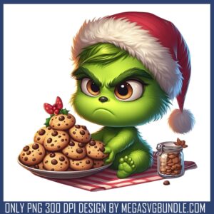 Baby grinch and cookies png, christmas cookies recipes png