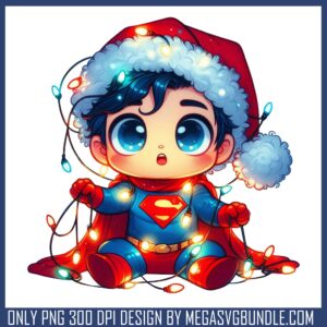 Baby superman santa claus png, christmas light near me png