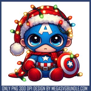 Captain america christmas vacation png, christmas tree lights png