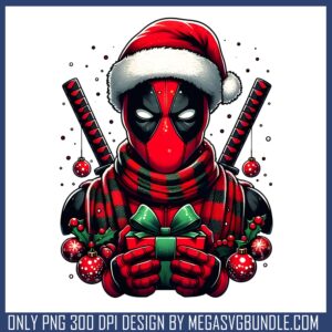 Deadpool christmas present png, avengers heroes png