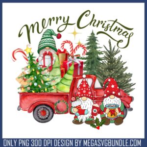 Gnome merry christmas design png, christmas tree farm png