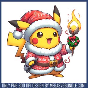 Pikachu santa claus costume png, pikachu pokemon png