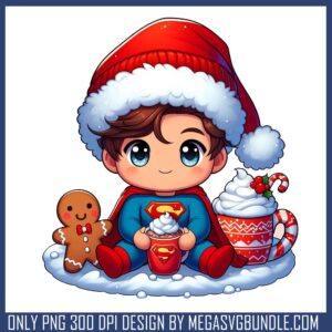 Superman santa hat design png, christmas desserts png