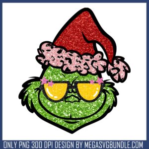 The grinch head design png, santa hat png, grinch face png