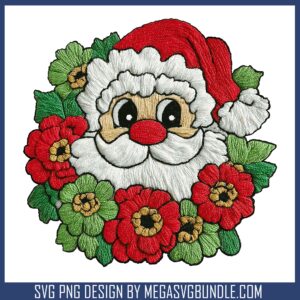 Flower santa face patchwork svg, christmas santa claus​ svg