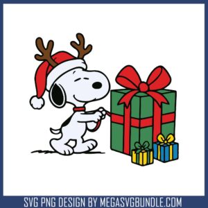 Snoopy santa with gift svg, snoopy christmas images​ svg