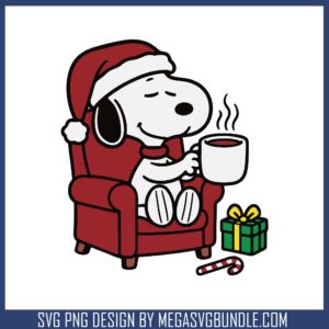 Snoopy santa drinking coffee svg, merry christmas snoopy​ svg