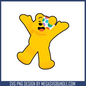 Pudsey bear character happy svg, bear pudsey svg, red nose day svg