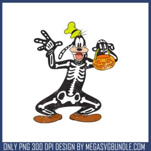 Disney goofy skeleton halloween png, goofy halloween png