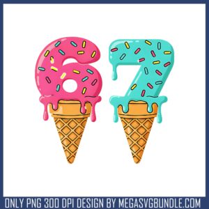 Drip ice cream 67 cake png, six seven meme​ png, birthday png